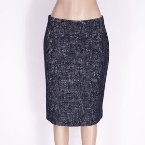 J. McLaughlin Gray Print Cotton Blend Stretch Knee Length Pencil Skirt SZ L